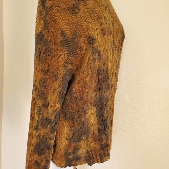 Ralph Lauren Silk Sweater camouflage safari cowboy camel tan brown black XL tall - Picture 3 of 5